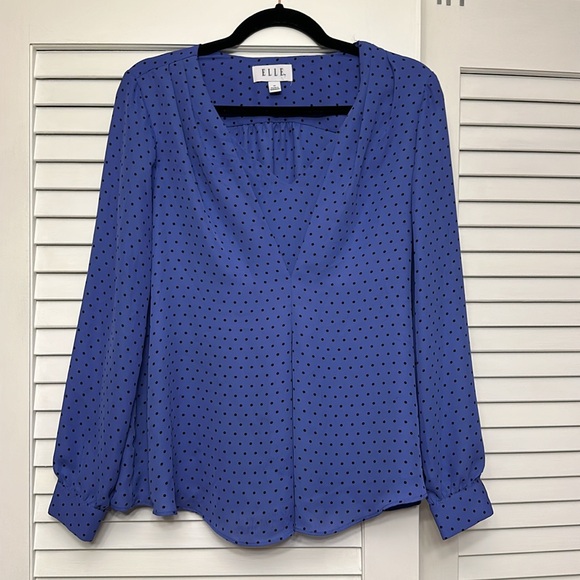 Elle Tops - ELLE polka-dot long sleeve blouse
